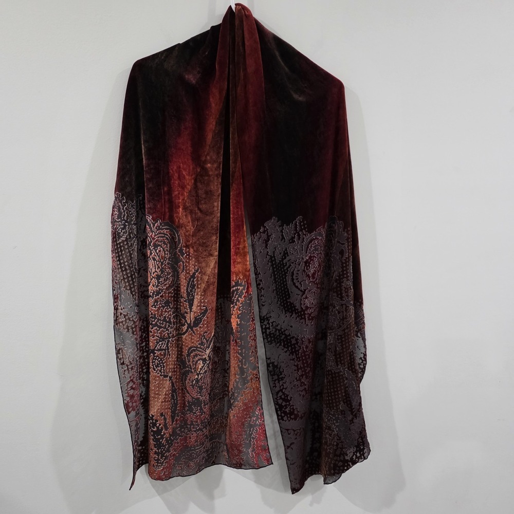 Velvet Burnout Scarf Floral Colorful Fairy Whimsigoth Hippie Indie